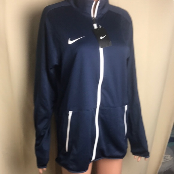 Nike women’s dri fit navy white basketball jacket large NWT - Picture 2 of 9